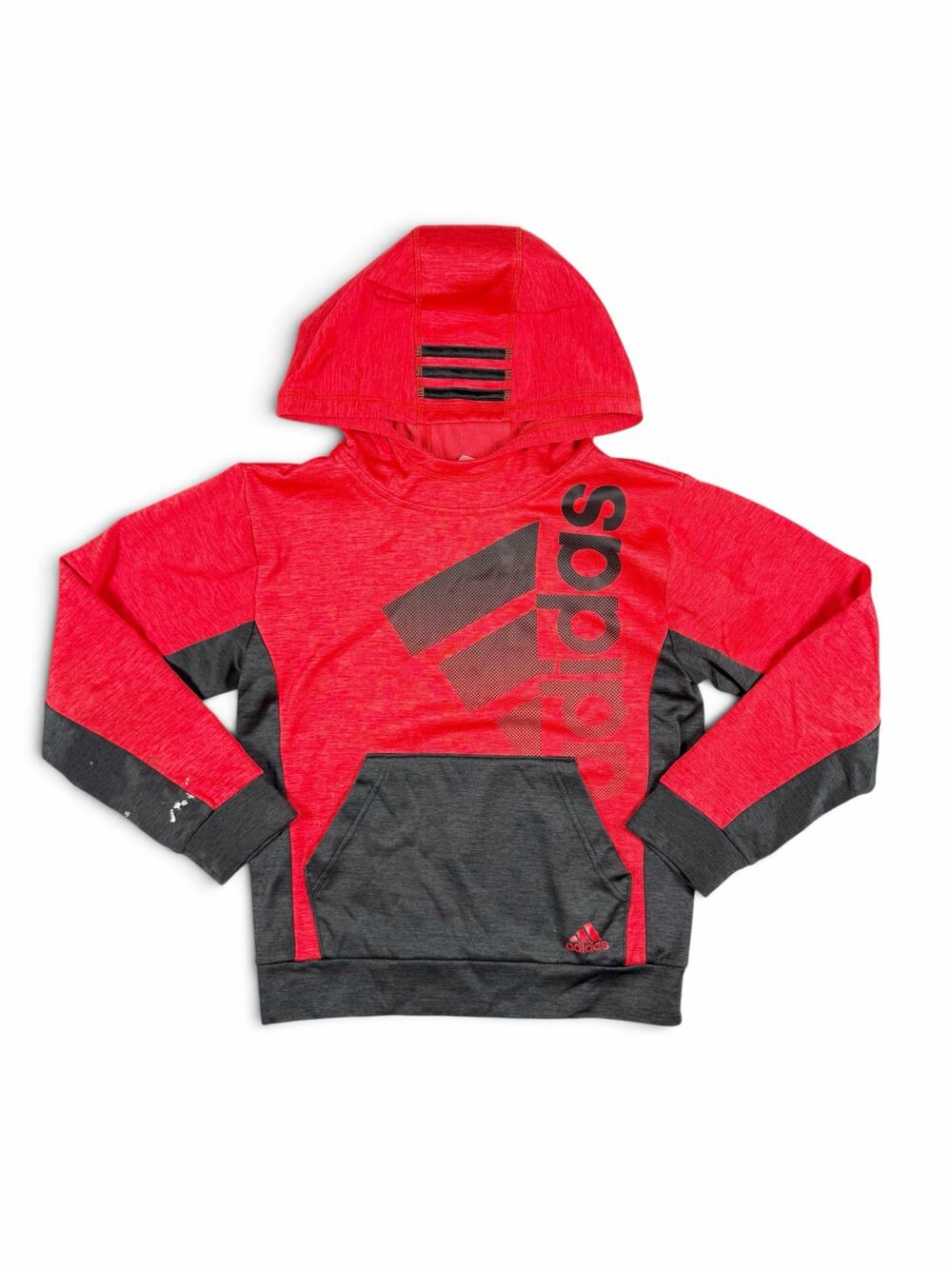 Adidas Boys’ Logo Fleece Pullover Hoodie Red Black Size 10/12 Medium